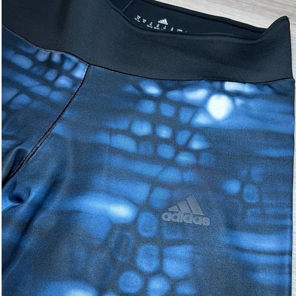 Adidas Womens Athletic Performance Leggings Blue Black White Pattern M - Picture 3 of 14